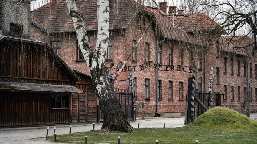 The auschwitz-birkenau concentration camp is shown.